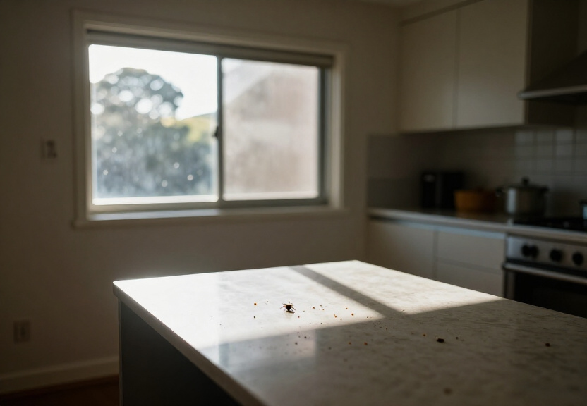 Cockroach activity in a Glenorie kitchen wall cavity before treatment